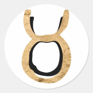 Taurus bull hammered gold black zodiac symbol classic round sticker