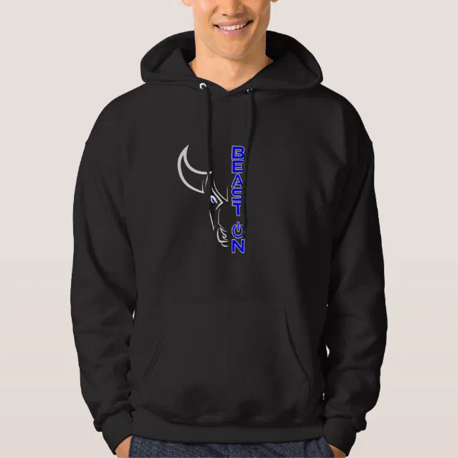 Taurus Bull Head Beast ON Blue Gym Workout Fitness Hoodie | Zazzle