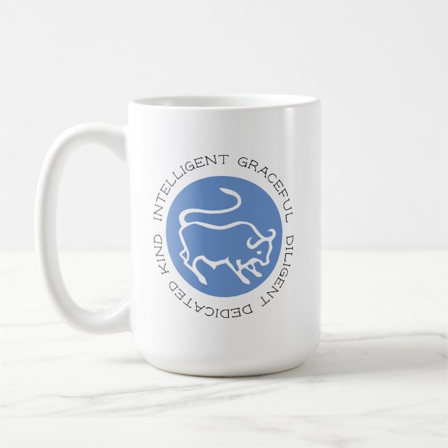Taurus Bull Logo Zodiac Star Sign Astrology Coffee Mug (Left)