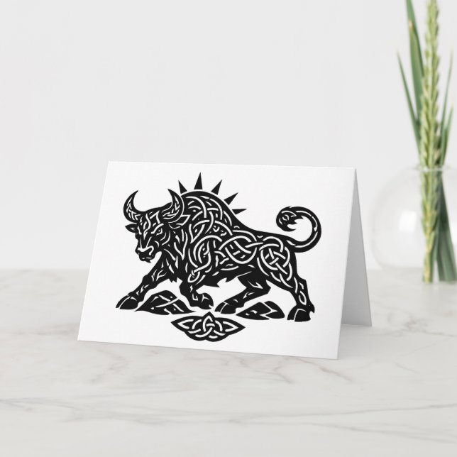 Taurus Bull Sigil — Earthbound Zodiac Inkwork Card (Front)