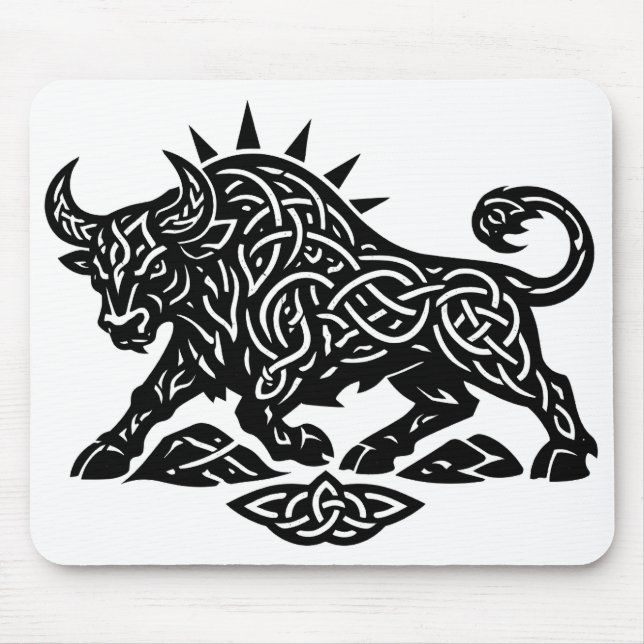Taurus Bull Sigil — Earthbound Zodiac Inkwork Mouse Mat (Front)