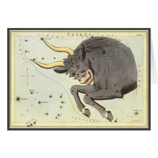 Taurus Bull, Vintage Constellation Urania's Mirror (Front Horizontal)