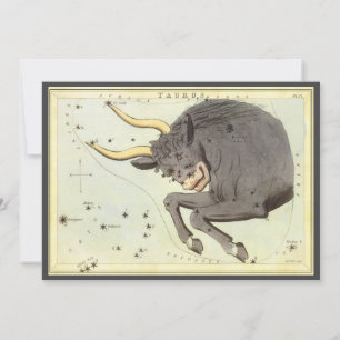 Taurus Bull, Vintage Constellation Urania's Mirror Invitation