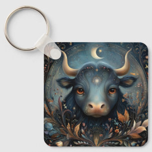 Taurus Bull Zodiac Astrology Celestial Birthday Key Ring