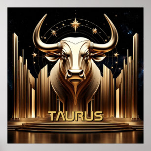 Taurus Bull Zodiac Temple Astrology Gift Poster