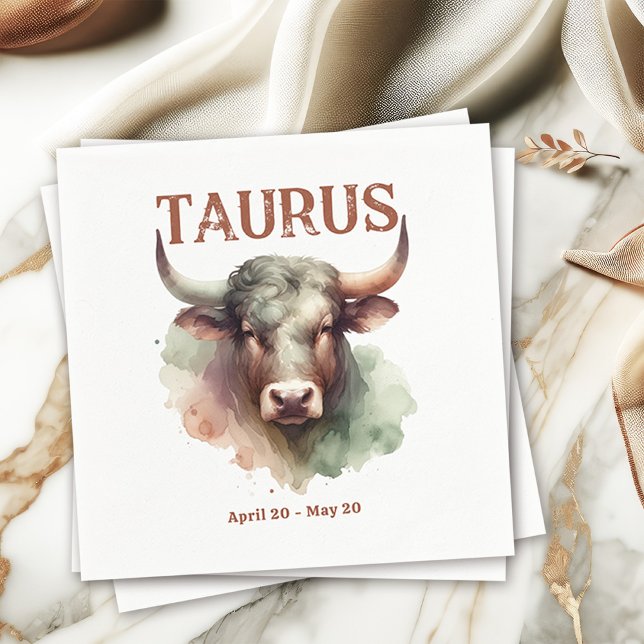 Taurus Bull Zodiac Themed Birthday Party Napkin (Coordinate Your Taurus Zodiac-Themed Party with Extras Like These Customizable Paper Napkins!)