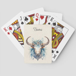 Taurus Bull Zodiac Watercolor Playing Cards