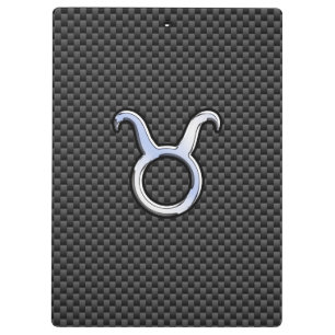 Taurus Chrome Like Zodiac Sign on Carbon Fibre Clipboard