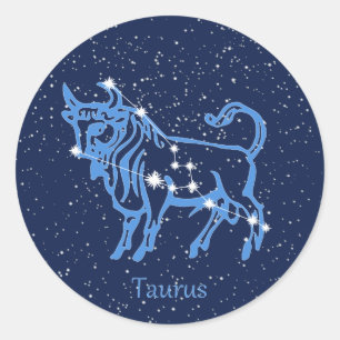 Taurus Constellation and Zodiac Sign with Stars Classic Round Sticker