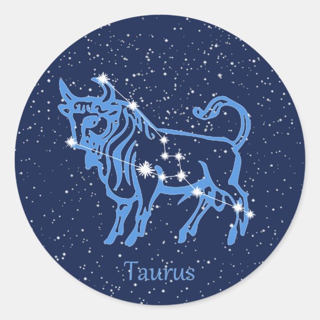 Taurus Constellation and Zodiac Sign with Stars Classic Round Sticker (Front)