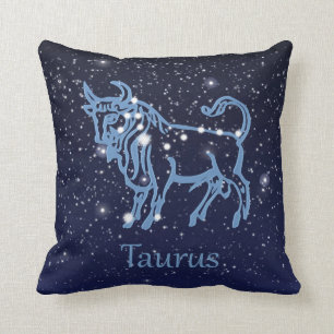 Taurus Constellation and Zodiac Sign with Stars Cushion