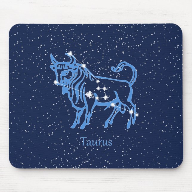 Taurus Constellation and Zodiac Sign with Stars Mouse Mat (Front)