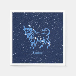 Taurus Constellation and Zodiac Sign with Stars Napkin