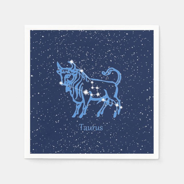 Taurus Constellation and Zodiac Sign with Stars Napkin (Front)