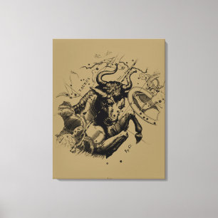 Taurus Constellation Hevelius 1690 Engraving Canvas Print