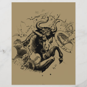 Taurus Constellation Hevelius 1690 Engraving Flyer