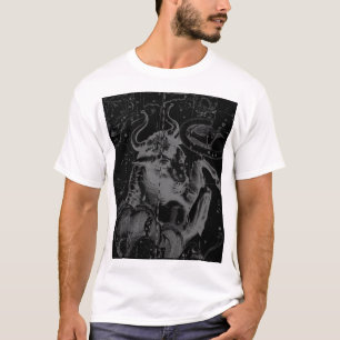 Taurus Constellation Hevelius 1690 on Black T-Shirt