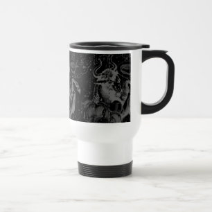 Taurus Constellation Map Hevelius 1690 on Black Travel Mug