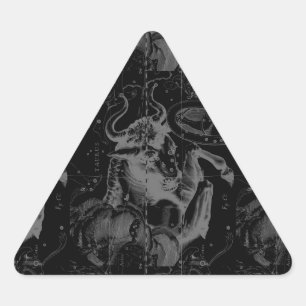 Taurus Constellation Map Hevelius 1690 on Black Triangle Sticker
