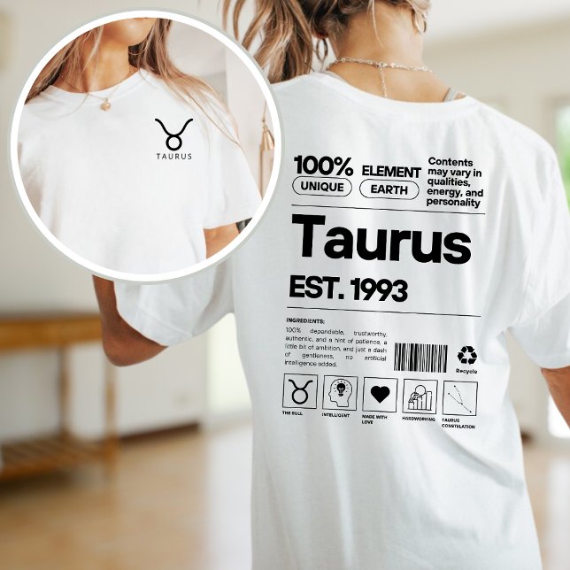 Taurus Custom Zodiac Astrology Birthday May T-Shirt (Creator Uploaded)