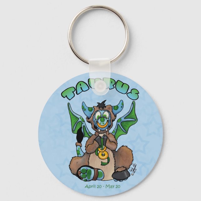 Taurus cute zodiac baby dragon keychain (Front)