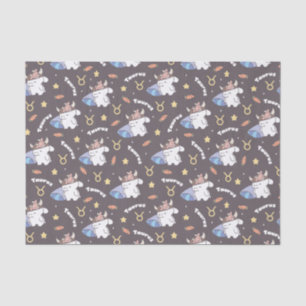 Taurus Dreams - Sleepy Zodiac Bunny Pattern Tissue Paper
