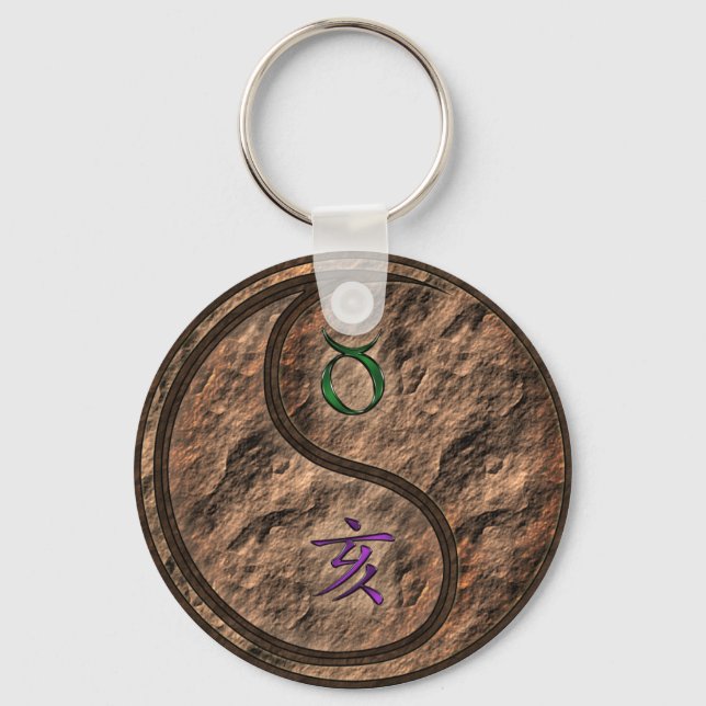 Taurus & Earth Boar Key Ring (Front)