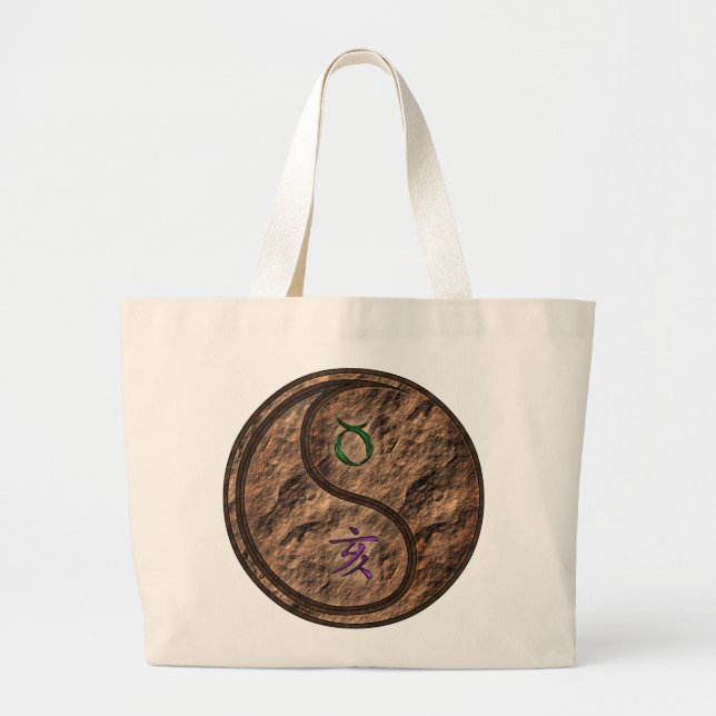 Taurus & Earth Boar Large Tote Bag (Front)