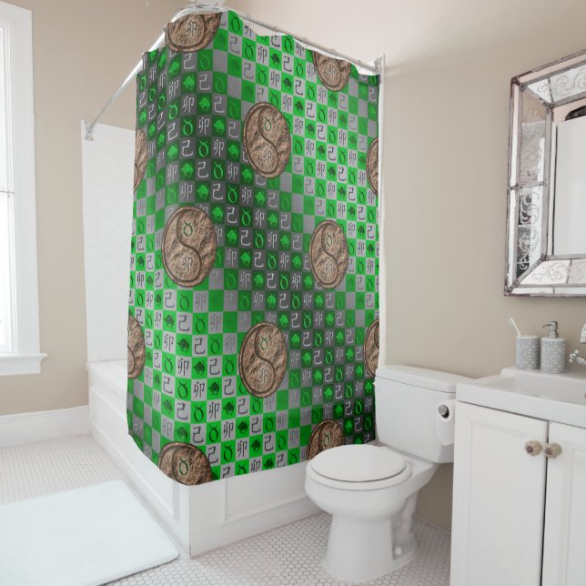 Taurus & Earth Rabbit Shower Curtain (In Situ)