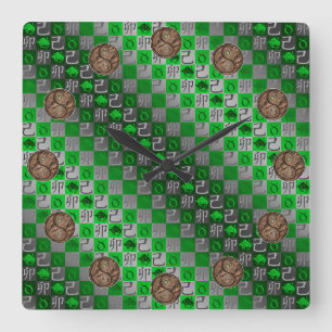 Taurus & Earth Rabbit Square Wall Clock