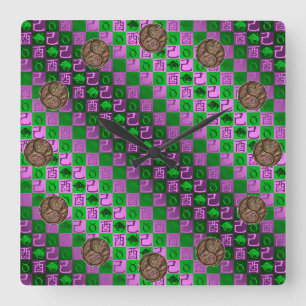 Taurus & Earth Rooster Square Wall Clock