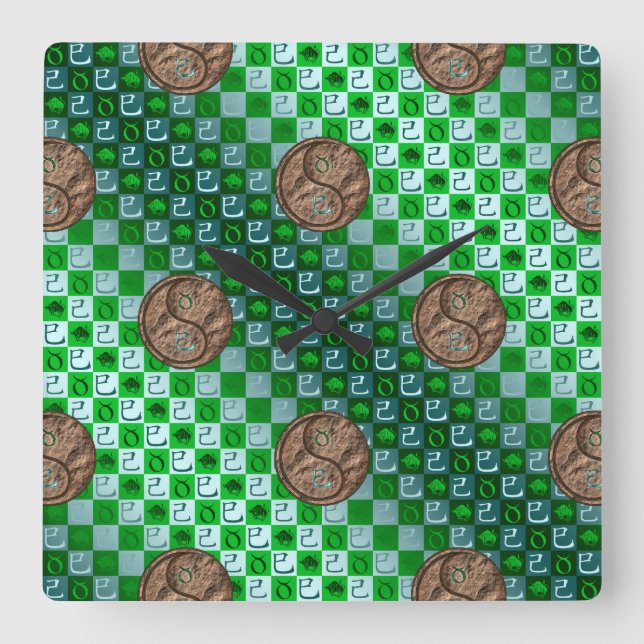 Taurus & Earth Snake Square Wall Clock (Front)