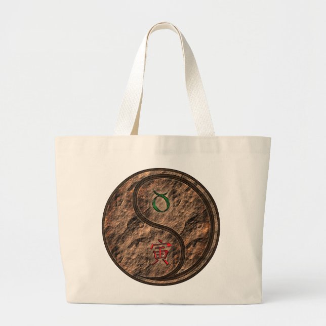 Taurus & Earth Tiger Large Tote Bag (Front)