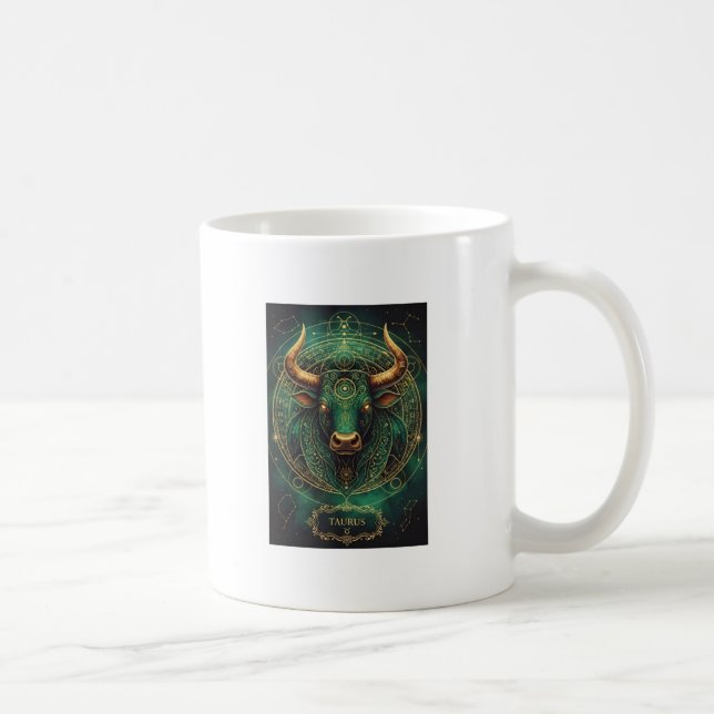 Taurus Emerald and Gold Astrology Coffee Cup (Right)