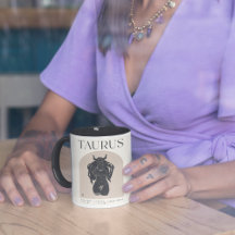 Taurus Feminine Zodiac Design Brown Black 15 OZ