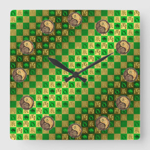 Taurus & Fire Dragon Square Wall Clock
