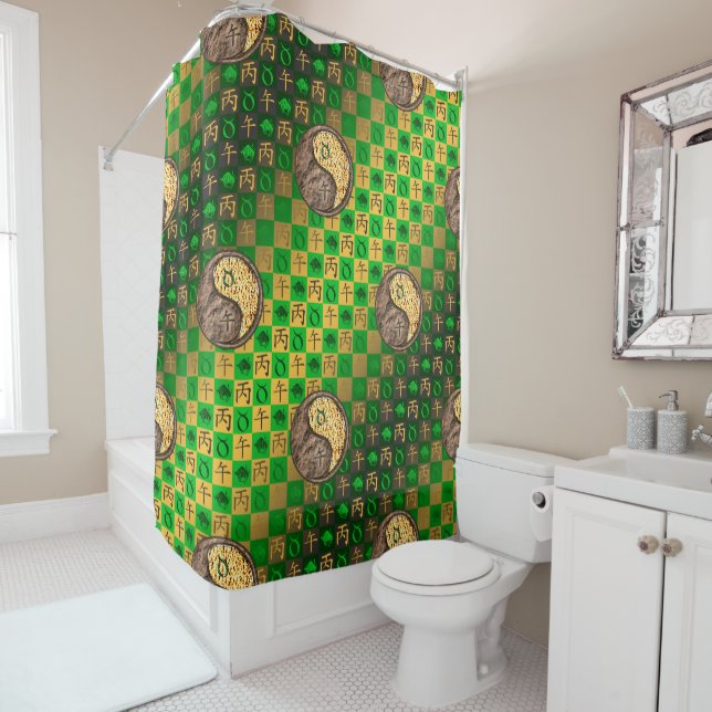 Taurus & Fire Horse Shower Curtain (In Situ)