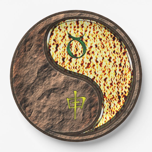 Taurus & Fire Monkey Paper Plate (Front)