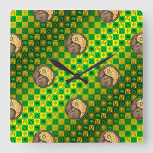 Taurus & Fire Monkey Square Wall Clock