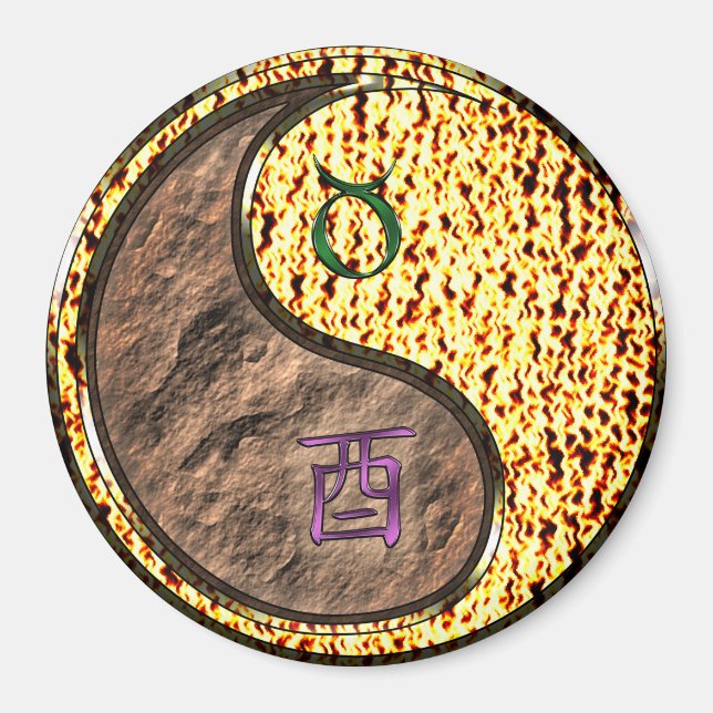 Taurus & Fire Rooster Magnet (Front)