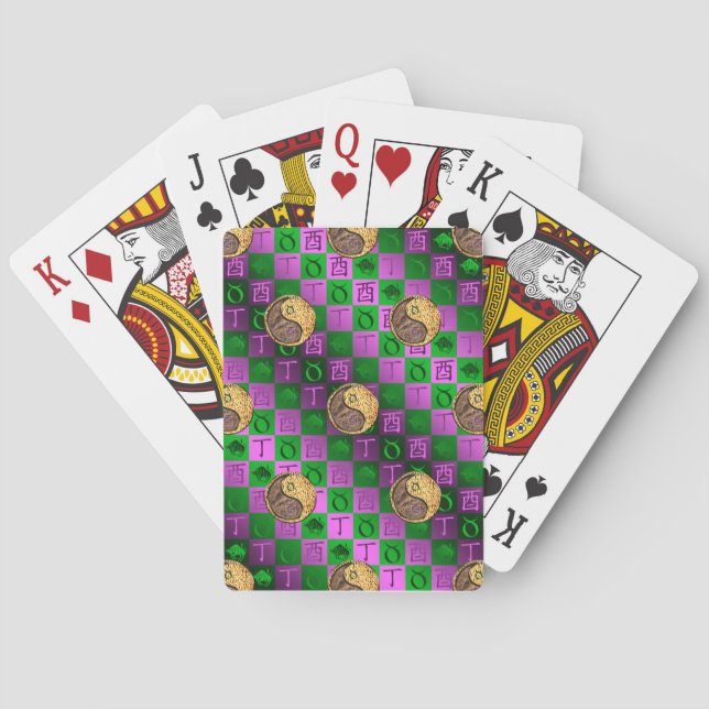 Taurus & Fire Rooster Playing Cards (Back)