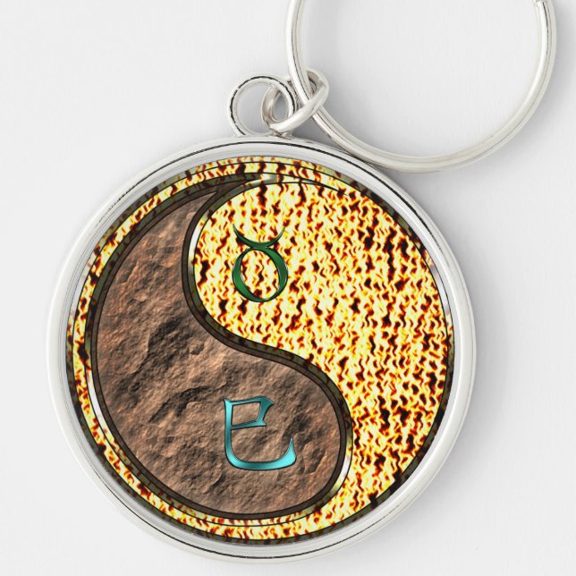 Taurus & Fire Snake Key Ring (Front)