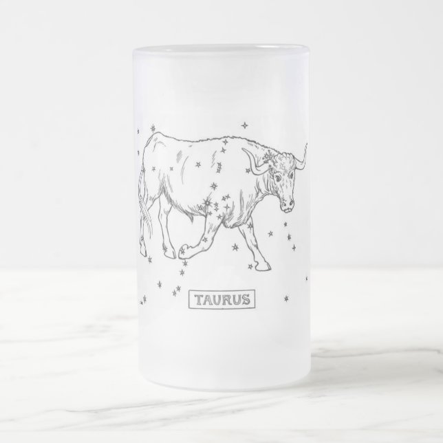 Taurus Frosted Glass Beer Mug (Center)