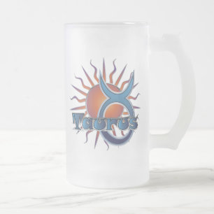 Taurus Frosted Glass Beer Mug