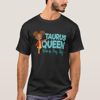 Taurus Girl Black Queen Black Women Afro Zodiac T-Shirt