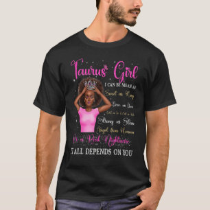 Taurus Girl Black Queen Zodiac Birthday Afro Women T-Shirt