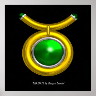 TAURUS /GOLD,GREEN EMERALD ZODIAC SIGN JEWEL