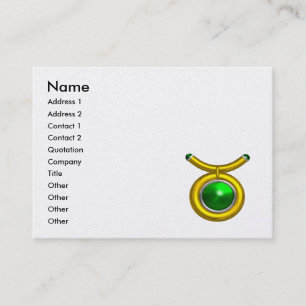 TAURUS GOLD ZODIAC JEWEL Green Emerald Black White Business Card