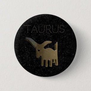 Taurus golden sign 6 cm round badge