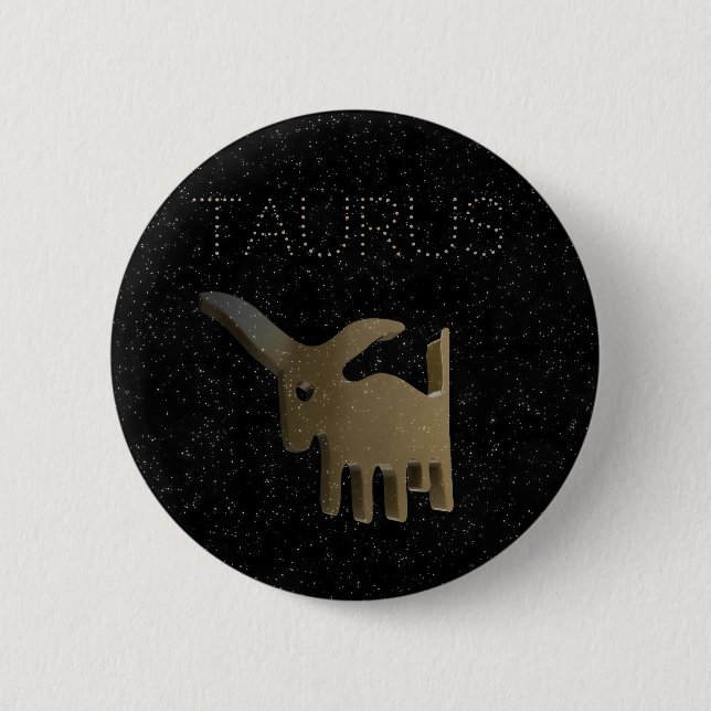 Taurus golden sign 6 cm round badge (Front)